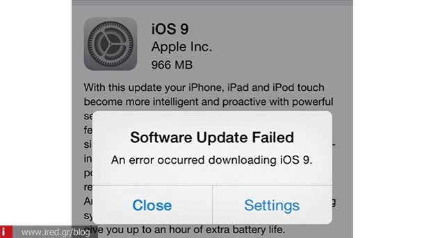 ired ios 9 update error 00