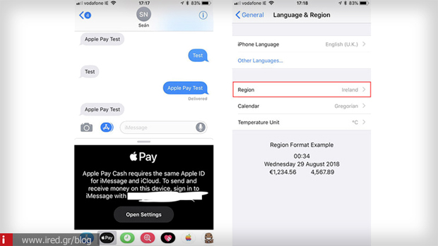 Apple pay cash Ιρλανδία