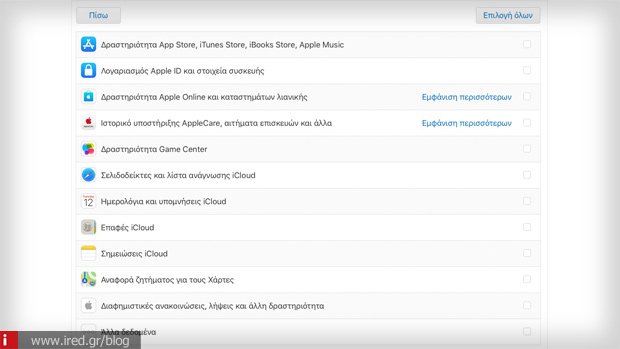 σελίδα απορρήτου Apple