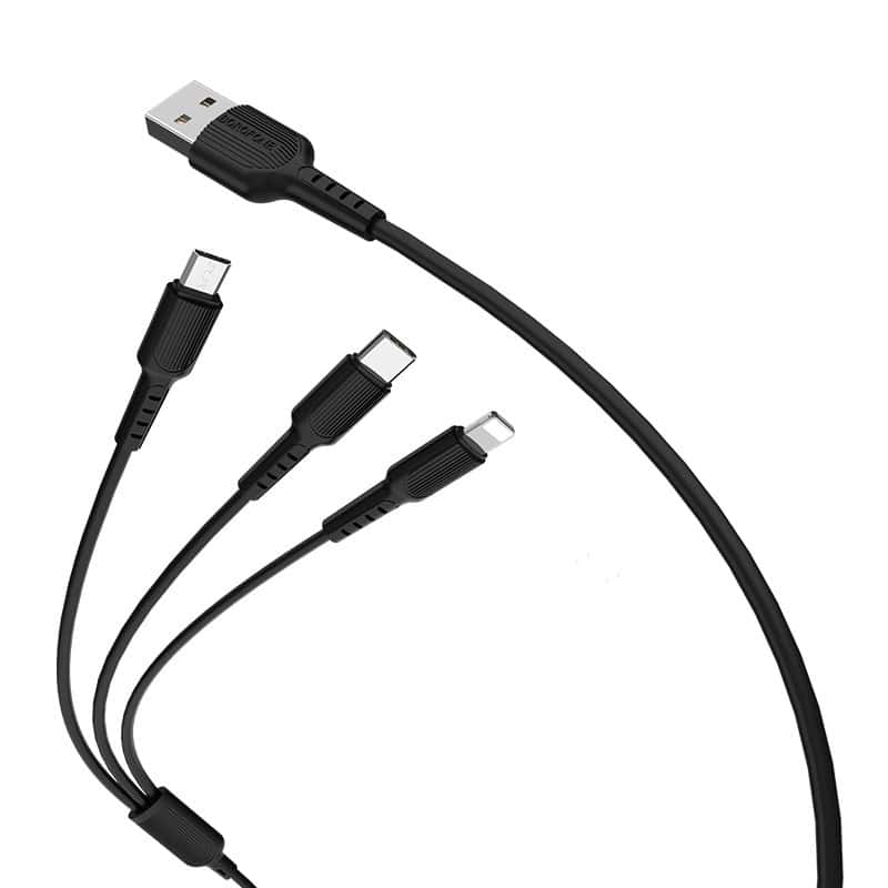 20 BOROFONE BX16 3 IN ONE EASY CHARGING CABLE LIGHTNING MICRO TYPE C