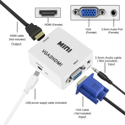 2063 HD VGA TO HDMI ADAPTER WITH 3.5MM AUDIO CAB H107