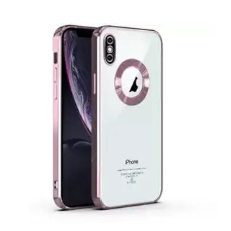 CHROME PLATED WITH LOGO HOLE CASE SHOPRANO IPHONE X XS PINK