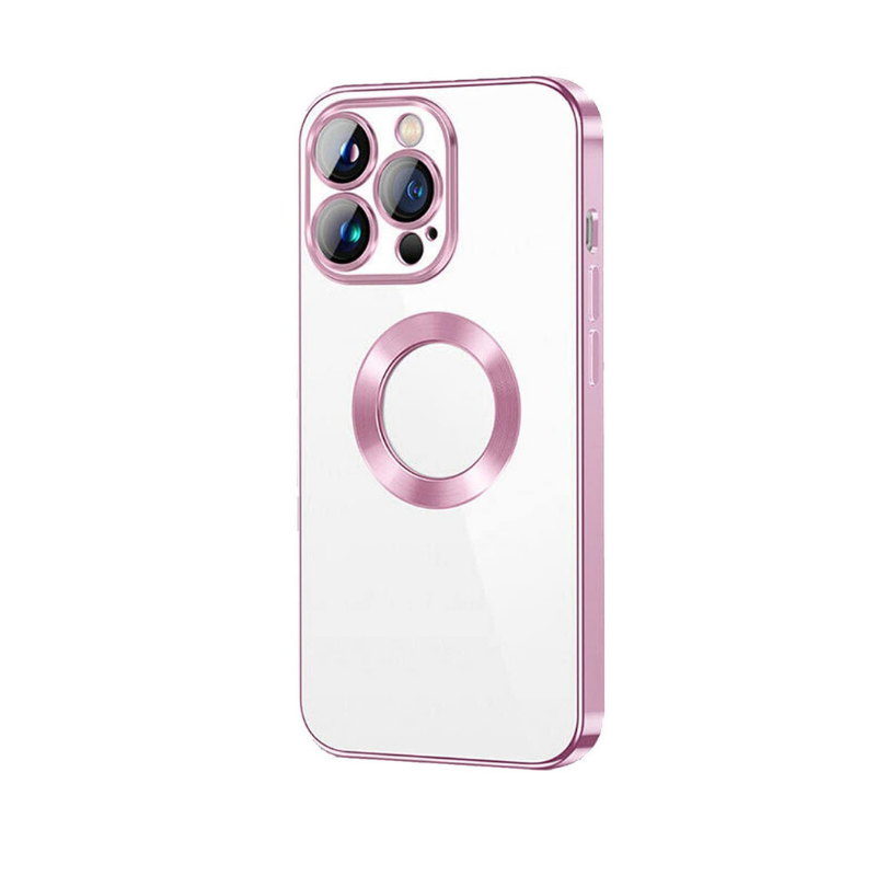 CHROME PLATED WITH LOGO HOLE CASE SHOPRANO IPHONE 12 12 PRO PINK